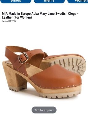 MIA Cognac Leather Mary Jane Clog Heels